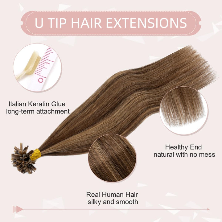 Bonding Extensions Echthaar Haarverlängerung Keratin U Tip 1g /Strähne 50g/ Packung Günstig Natürlic