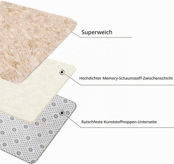 Achiiso Hochflor Teppich,Flauschige Schlafzimmer Teppiche Shaggy Wohnzimmer Teppich Weich Shaggy Tep