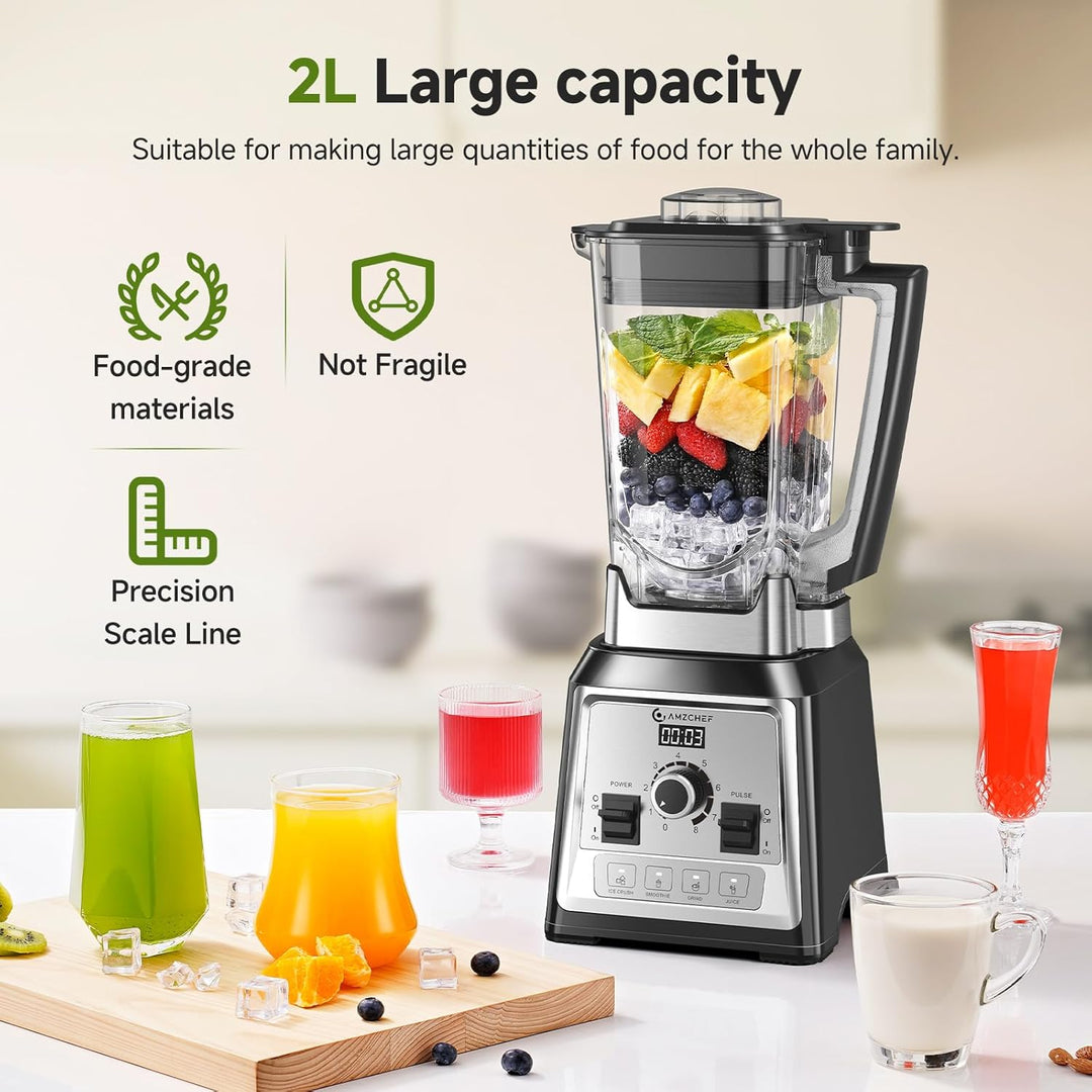 AMZCHEF Standmixer 2000 Watt | 2L Mixer Hochleistungsmixer | Blender mit 8 Einstellbaren Geschwindig