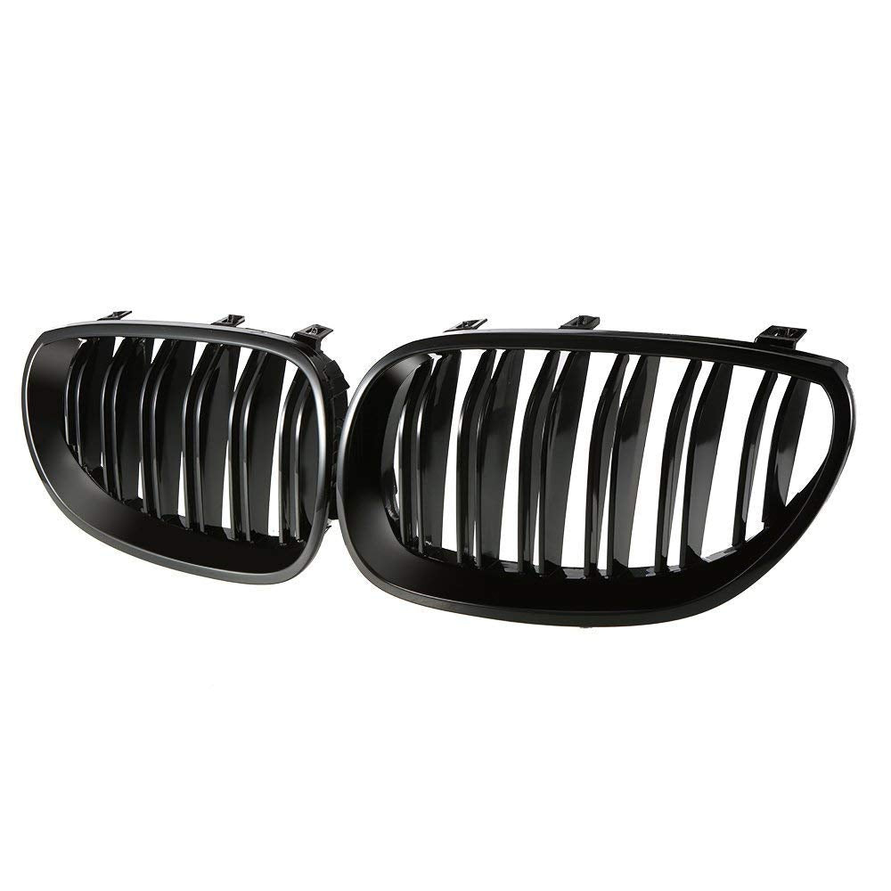 E60 E61 M5 5er-Serie 03–09, mattschwarz, Sport-Nieren-Doppellinien-Frontgrill, 1 Paar