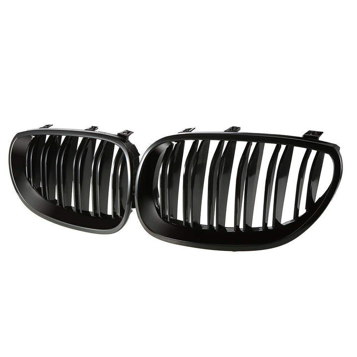 E60 E61 M5 5er-Serie 03–09, mattschwarz, Sport-Nieren-Doppellinien-Frontgrill, 1 Paar
