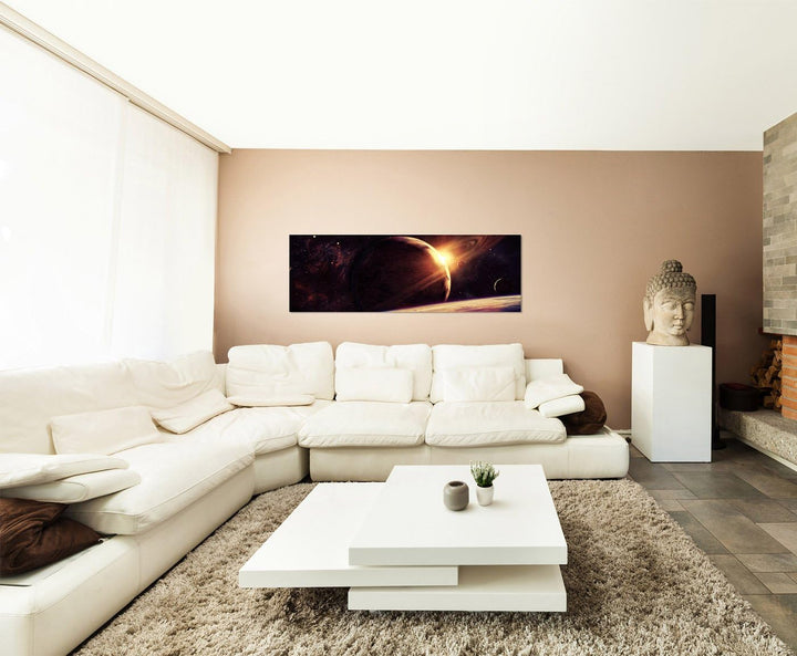 Paul Sinus Art Panoramabild auf Leinwand und Keilrahmen 150x50cm Weltraum Planet Sonne