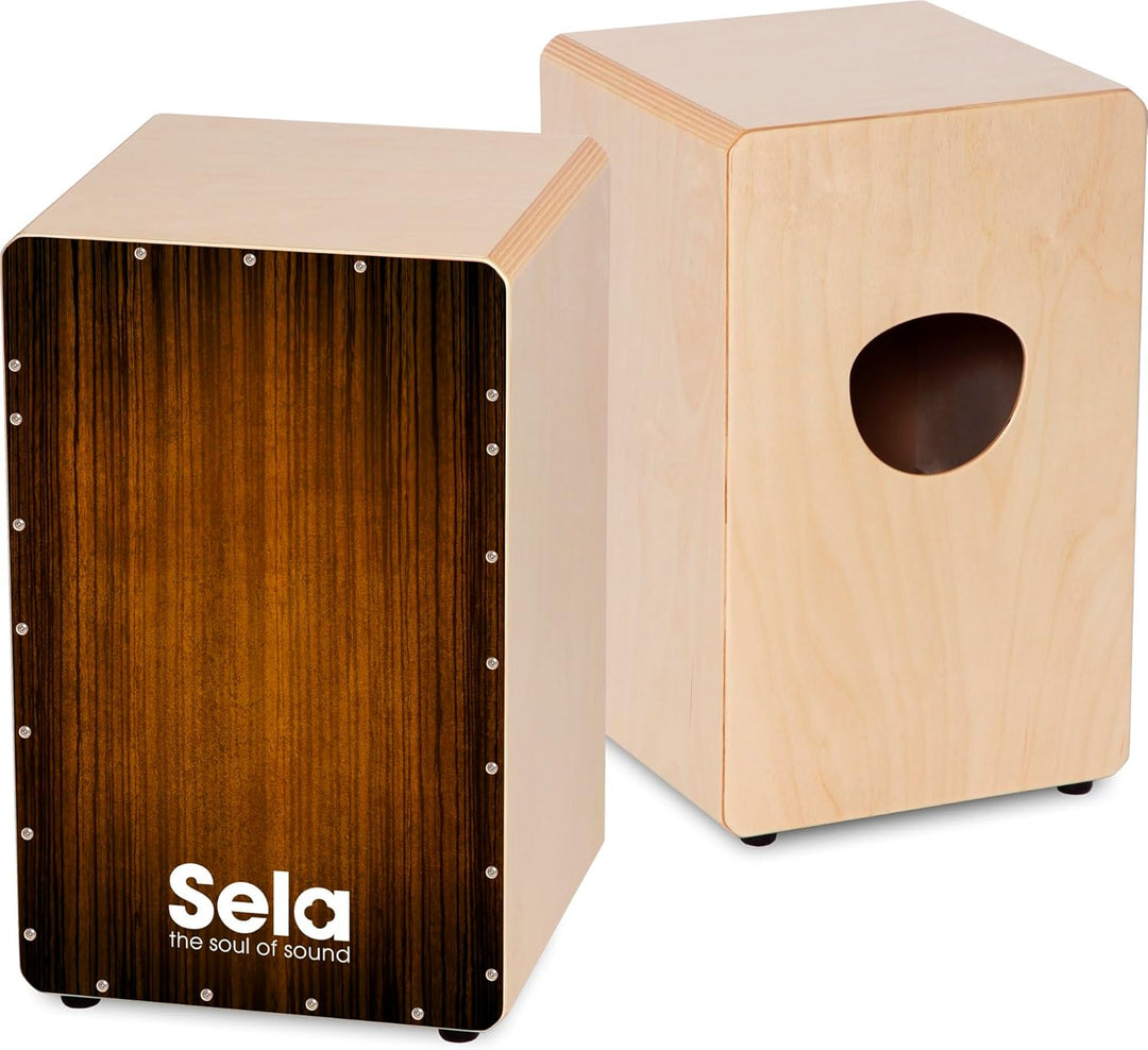 Sela 051 Varios Brown Snare Cajon mit Sela Snare System, geeignet für Anfänger und Fortgeschrittene,