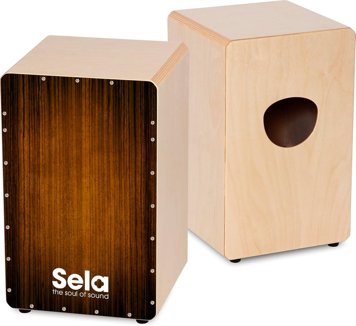 Sela 051 Varios Brown Snare Cajon mit Sela Snare System, geeignet für Anfänger und Fortgeschrittene,