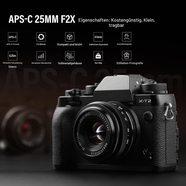 TTARTISAN 25mm F2 Kameraobjektiv Camera Lens für Fuji X-Mount APS-C Manuelles Tragbares Pancake-Obje