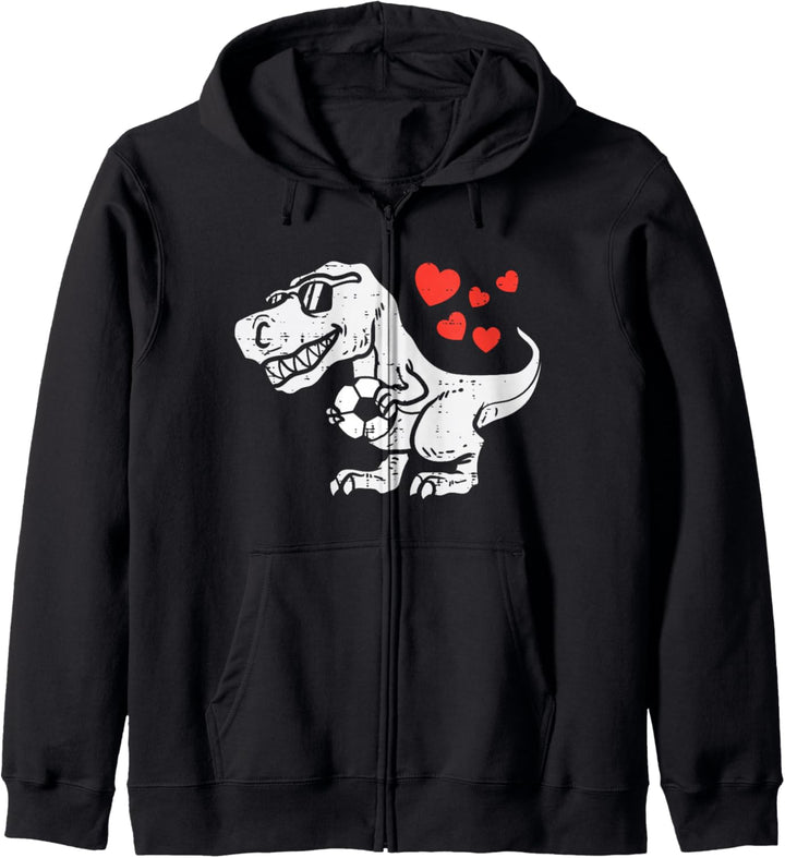 Trex Herz-Fussball, niedlicher Fussball, Dinosaurier, Jungen und Kinder Kapuzenjacke
