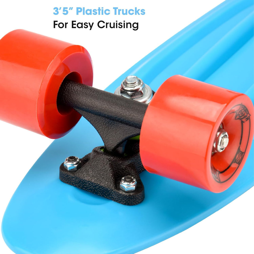 Xootz Cruiser Skateboard, für Kinder geeignet, im Retro-Design, aus Plastik, gebrauchsfertig 22-Inch