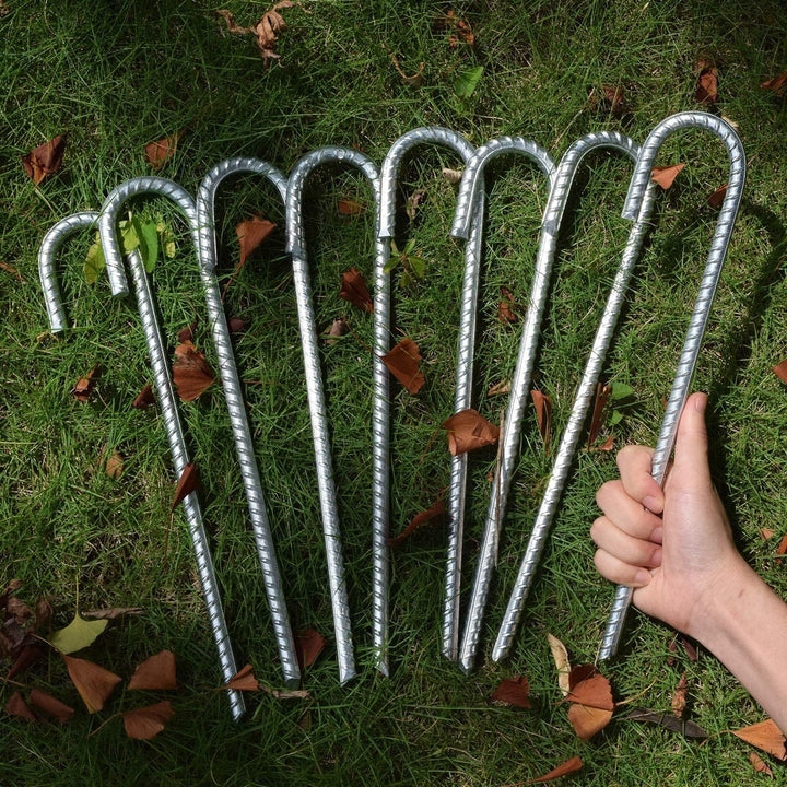 KAHEIGN 8Pcs Bodenanker Verzinkte Zeltnägel Garten Erdanker, 40cm Verzinkte Bodenanker Garten Hering