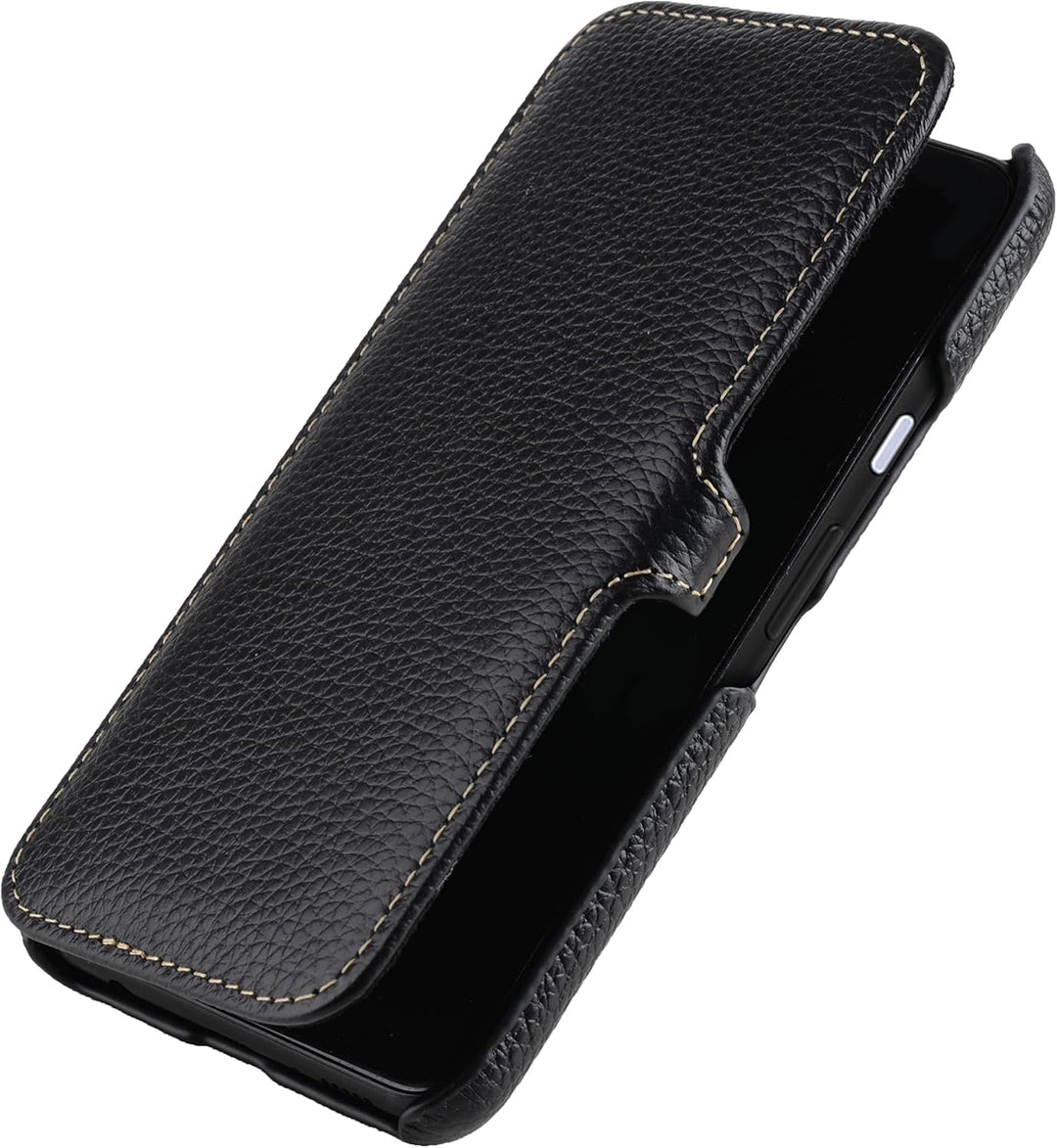 STILGUT Book Case kompatibel mit Google Pixel 4a 4G Hülle aus Leder mit Clip-Verschluss, Lederhülle,