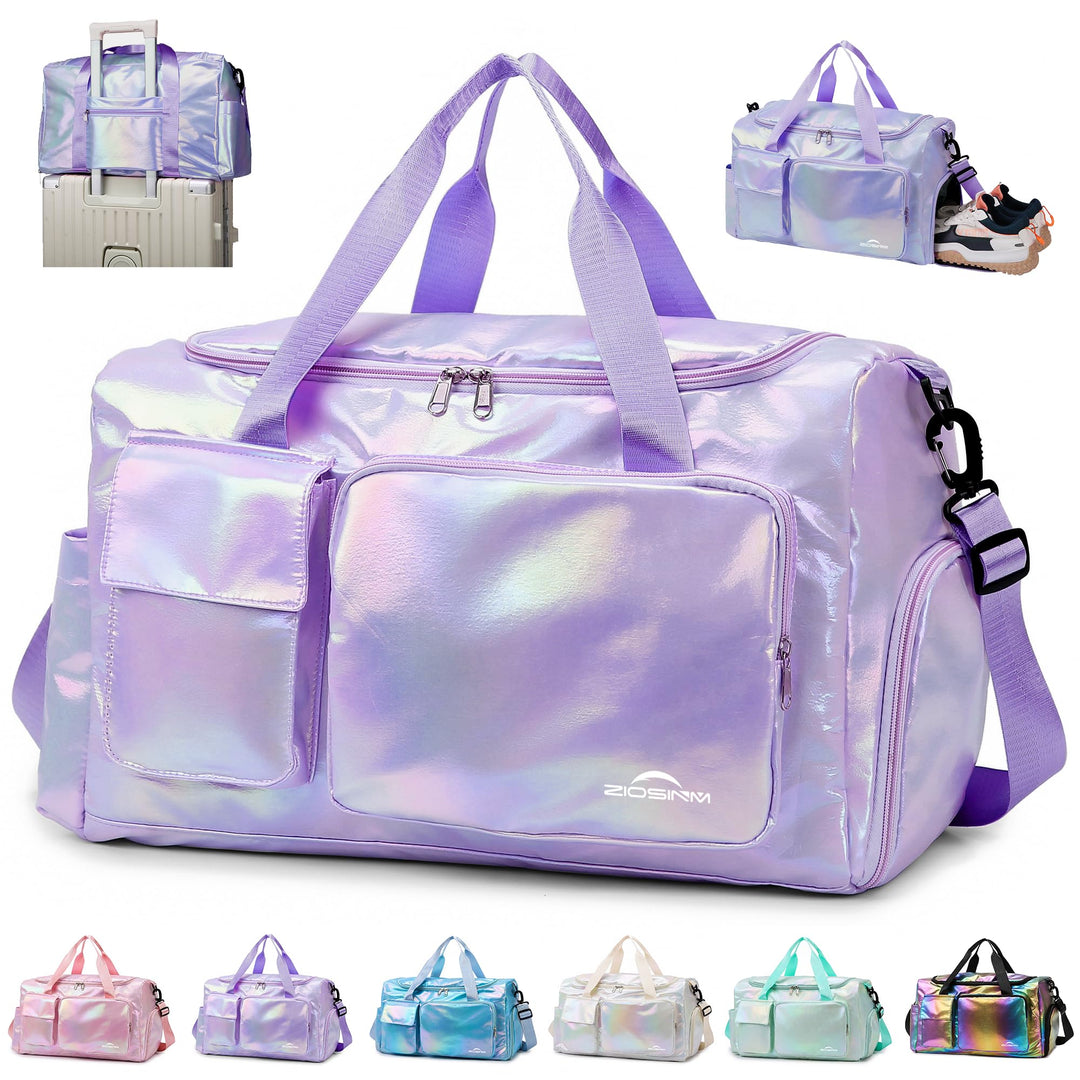 ZIOISNM Sporttasche Damen mit Schuhfach und Nassfach, Reisetasche Damen Glitzer Gym Bag saunatasche