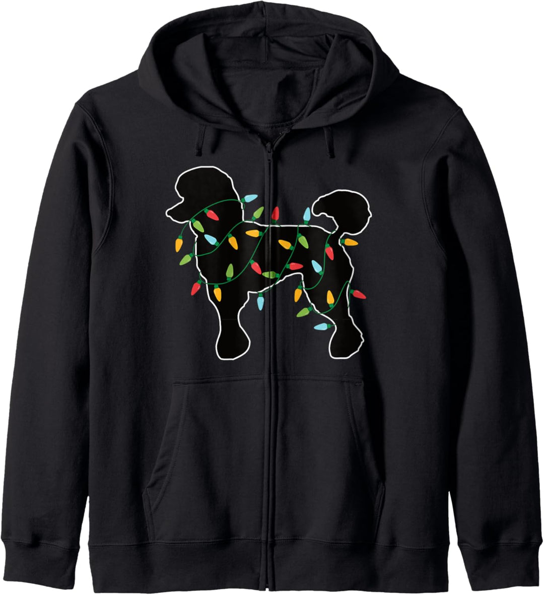 Pudel Lichterkette Weihnachtsmotiv Hund Geschenk Weihnachten Kapuzenjacke
