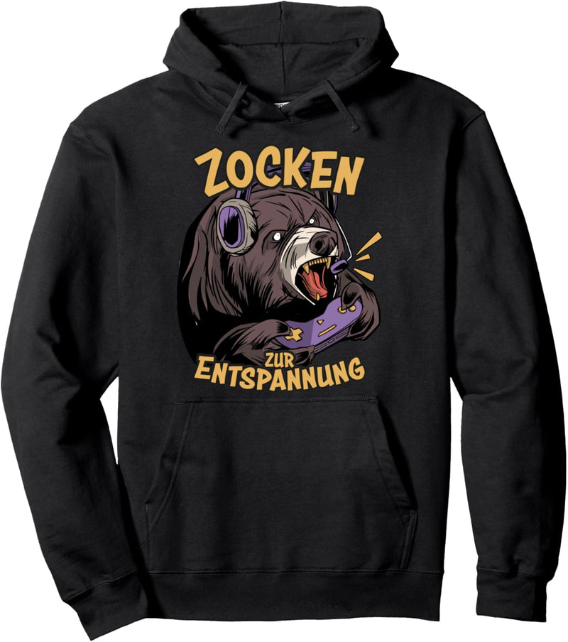 Zocken Entspannung Gamer Nerd Bär PC Computer Games Jungen Pullover Hoodie