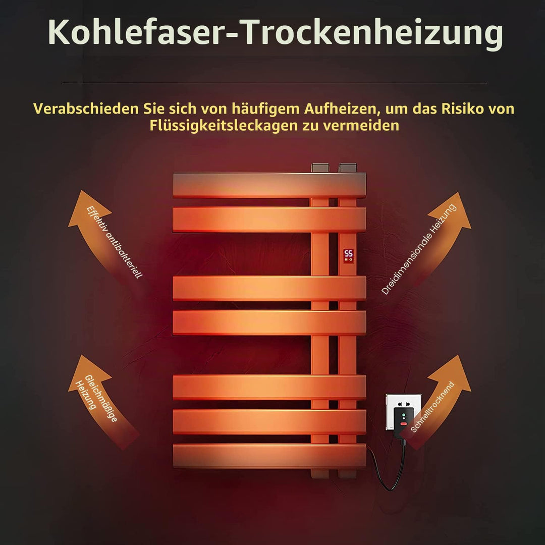 Handtuchheizkörper Elektrisch, Handtuchtrockner Elektrisch Weiss, 450x720mm, Kohlefaser Heizung Hand