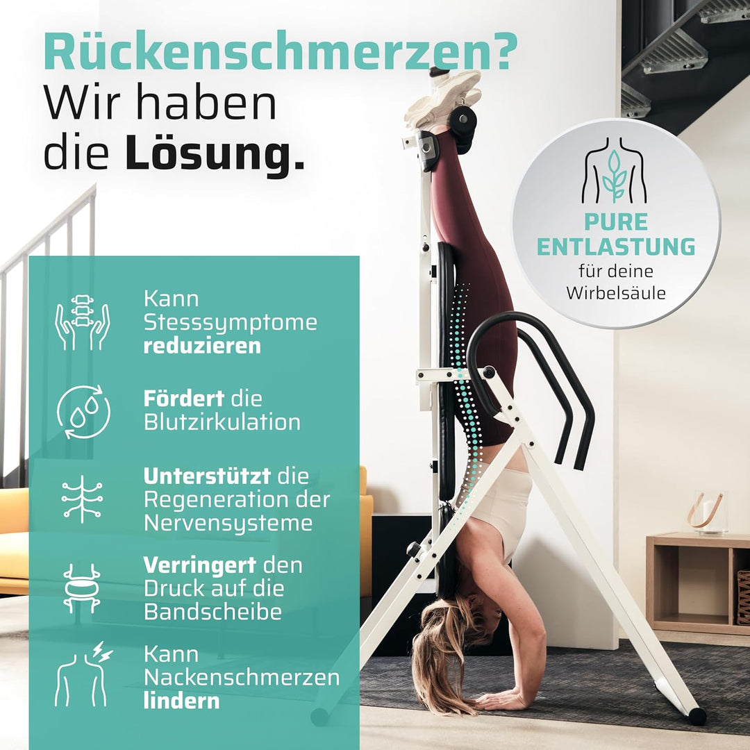 SportPlus Inversionsbank, klappbarer Schwerkrafttrainer, Inversion Table mit 4 oder 6 Inversionswink