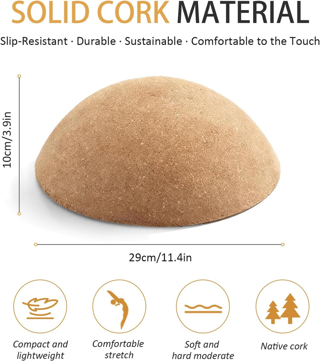 Balance Board Halbkugel aus massivem Kork – Rutschfest, nachhaltig, ideal für Gleichgewichtstraining