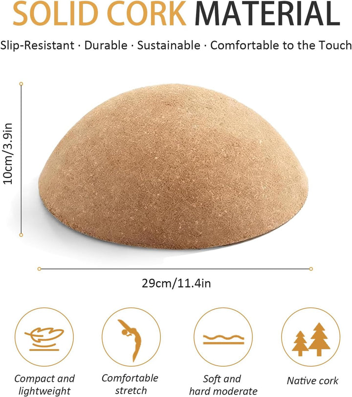 Balance Board Halbkugel aus massivem Kork – Rutschfest, nachhaltig, ideal für Gleichgewichtstraining