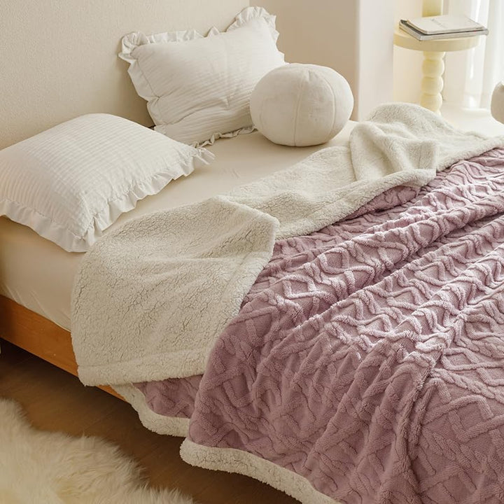 RongRongIN Kuscheldecke 180x200 cm Herbst Winter Flauschig Decke für Bett Sofa Couch – Hell Lila, Ex