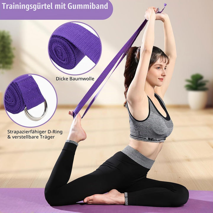 5 Stück Pilates Ring Set mit Yoga Ball, Yoga Gurt und Fitnessbänder, Pilates Essentials Kit für Frau