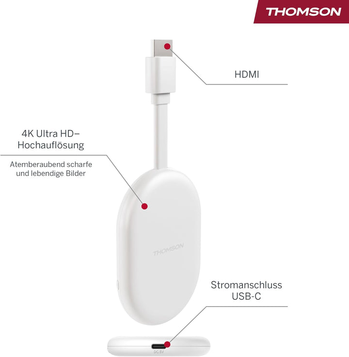 Thomson Go Cast 152 Streaming Dongle, 4K UHD Google TV Stick mit Google Assistant, Google Cast, Dolb