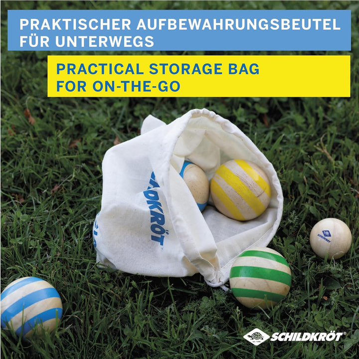 Schildkröt Boccia Set aus FSC Holz für Kinder und Familien I 6 farbige Boccia Kugeln Plus Zielkugel