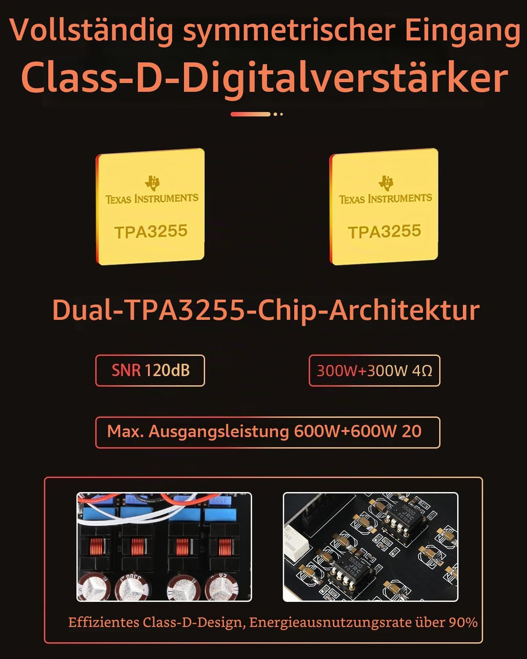 FX-Audio- L06 Vollständig symmetrischer Leistungsverstärker mit VU-Meter – 500 W + 500 W Dual-TPA325
