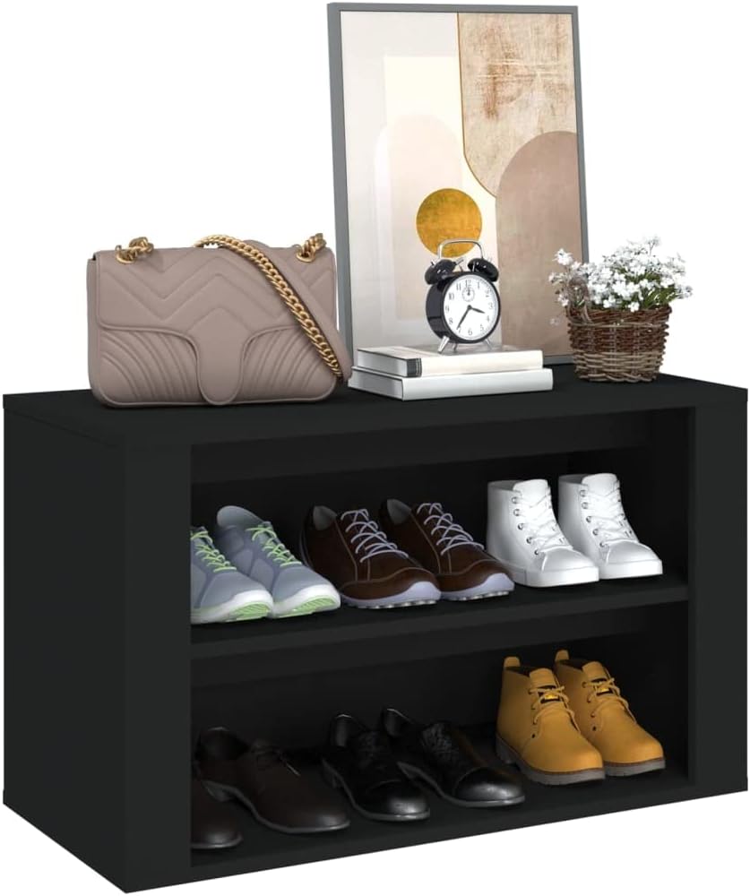 FIRBNUS Schuhregal Schwarz 75x35x45 cm Holzwerkstoff Schuhorganizer Schuhaufbewahrung Schuhschrank H