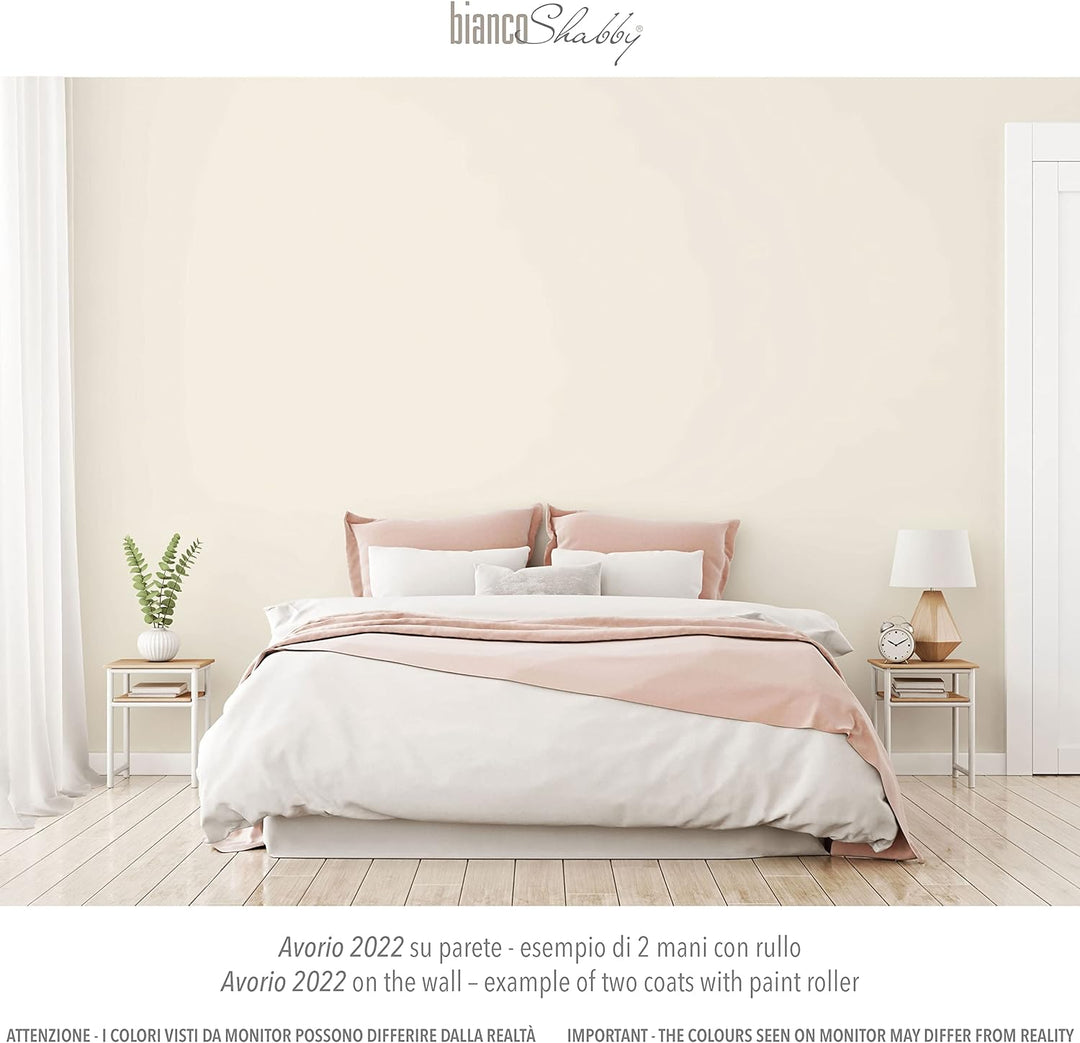 bianco Shabby® Avorio 2022 Kreidefarbe Wasserbasis für Alle Oberflächen einfach zu verarbeiten ohne