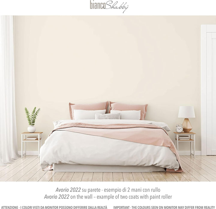 bianco Shabby® Avorio 2022 Kreidefarbe Wasserbasis für Alle Oberflächen einfach zu verarbeiten ohne