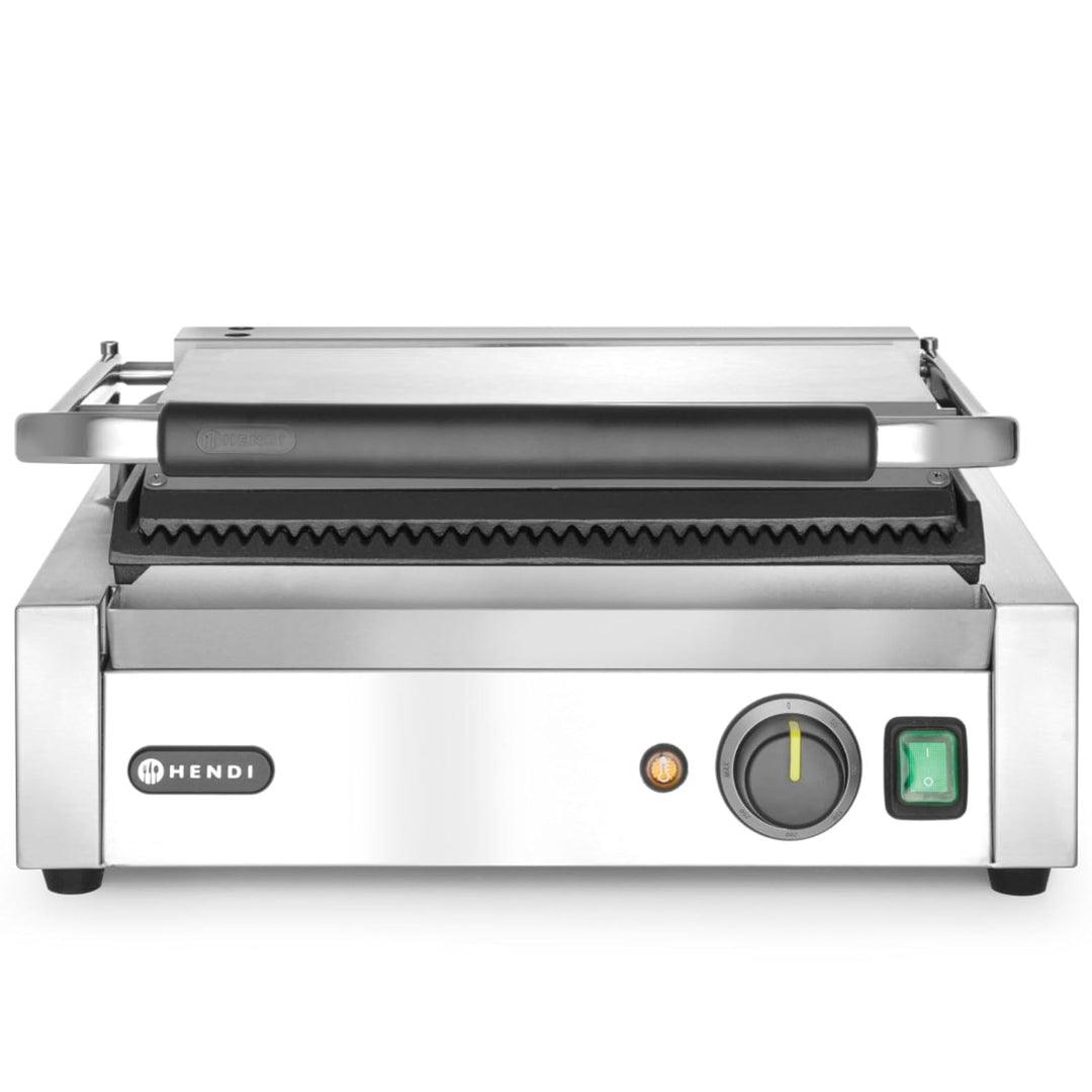 HENDI Kontaktgrill, Panini-, sandwich- & Kontaktgrill, Regelbar bis max. 300°C, Oberseite (H)530mm,