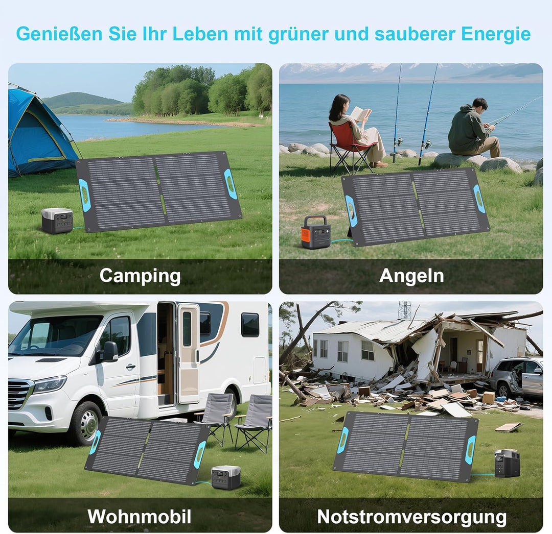 110W Faltbares Solarpanel mit USB-C PD 65W & USB-A QC 3.0, IP67 Wasserdicht, 23,5% Wirkungsgrad ETFE