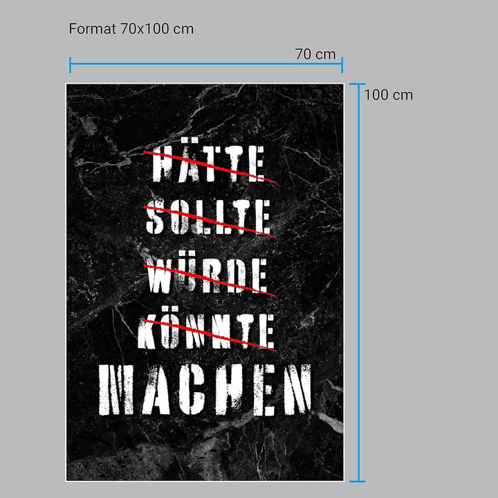 wandmotiv24 Poster als Wanddeko, Grösse 100x70cm, Hätte sollte würde, Marmor, Moderne Wanddeko, Wand