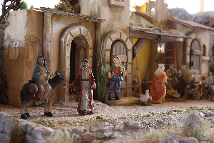 FADEDA Stall Jerusalem/Höhe:32 cm/handbemalt/detailgetreue Krippen Figuren - Weihnachten Tisch Dekor