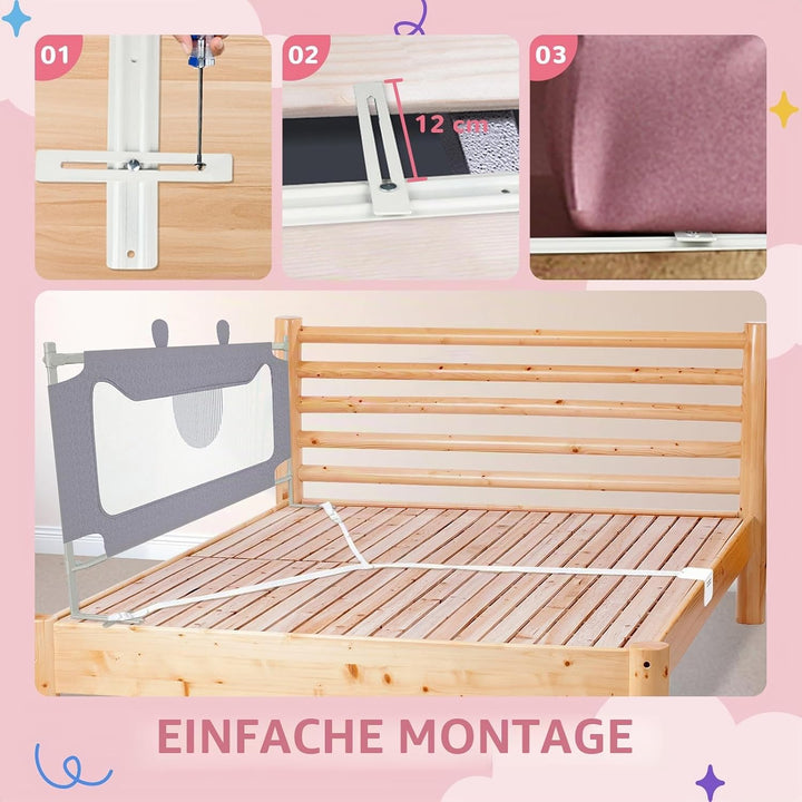Kidsgigglz Rausfallschutz Bett, 150cm Bett Rausfallschutz Kinder, Bettgitter Bettschutzgitter Kinder