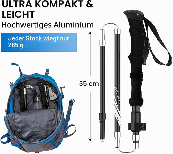 BISINNA Wanderstöcke Trekkingstöcke Nordic Walking Stöcke - 95-115 cm / 115-135 cm Faltbar Verstellb