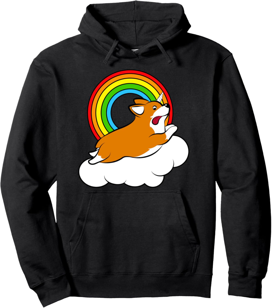 Corgi Unicorn Rainbow Pullover Hoodie