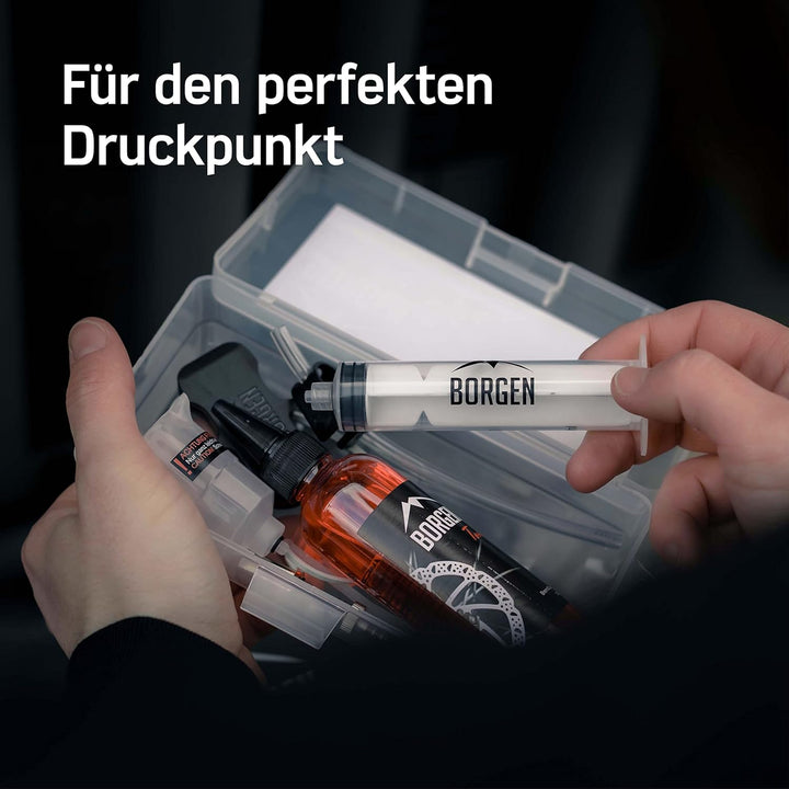 Borgen Entlüftungsset für Shimano Scheibenbremsen - Entlüftungskit mit Anleitung für Deore, Dura Ace