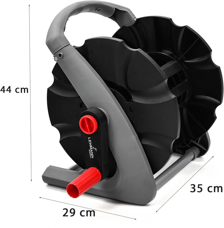 LEHMANN Schlauchtrommel für Gartenschlauch max. 20 m - Schlauchaufroller für 1/2" Schlauch - ohne Sc