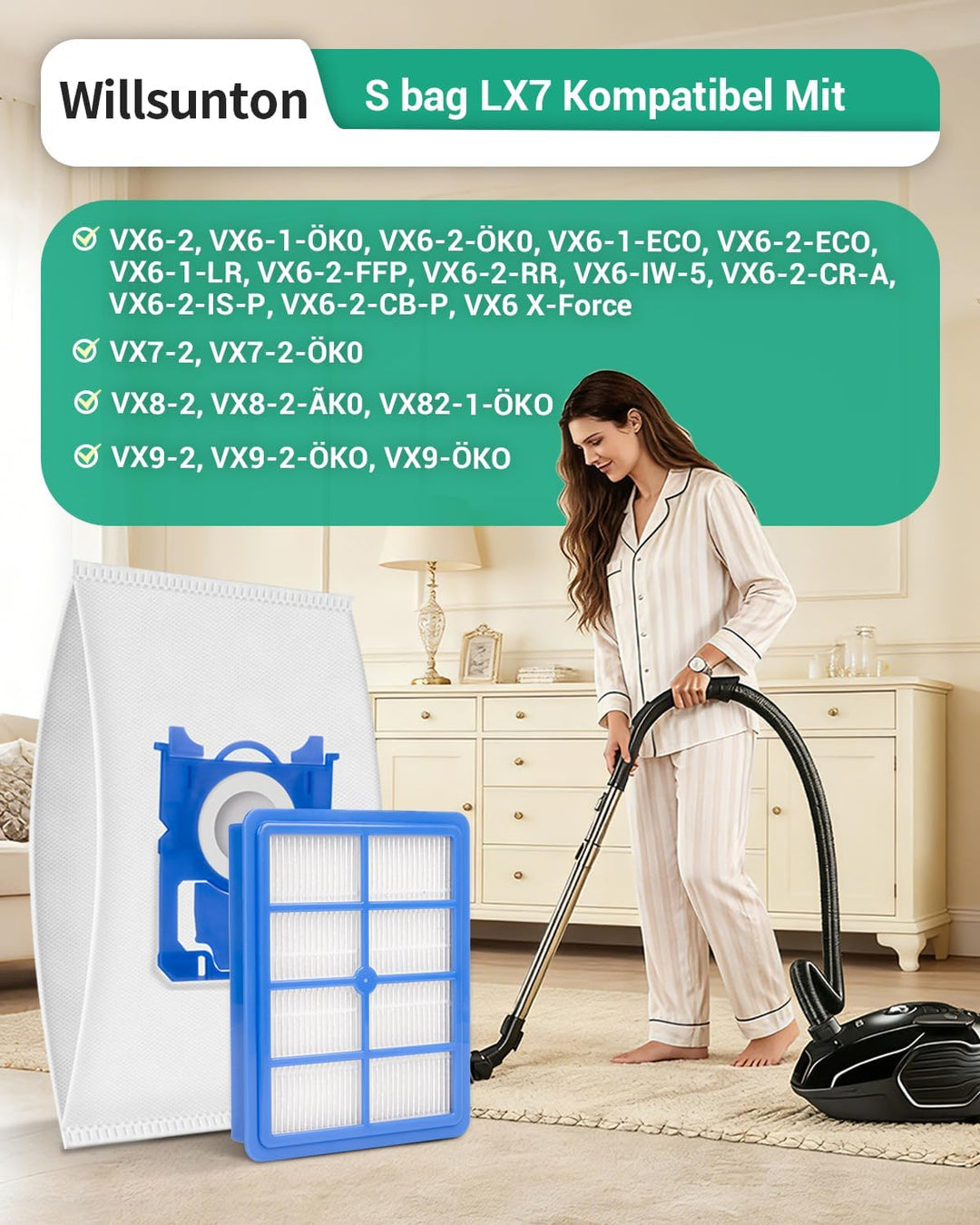 (10 Beutel + 2 HEPA Filter) Zubehör Set für AEG VX6 VX7 VX8 VX9 Bodenstaubsauger VX6-2 VX6-1-ÖKO VX6
