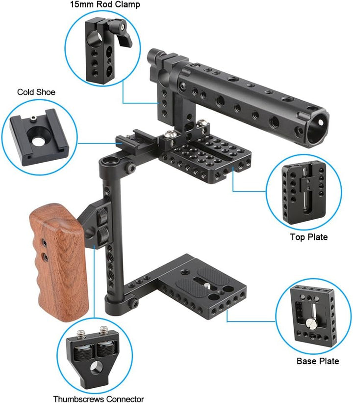 CAMVATE DSLR Kamera Käfig EIN Top Griff Holz Grip für 60D A99 D7000 G7