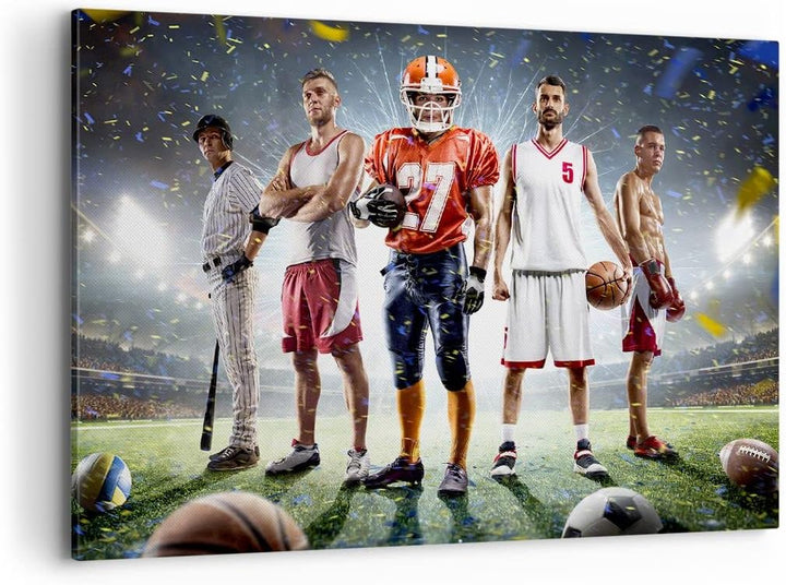 Bilder auf Leinwand 100x70cm Leinwandbild mit Rahmen Sport Sportler Gross Wanddeko Bild Schlafzimmer