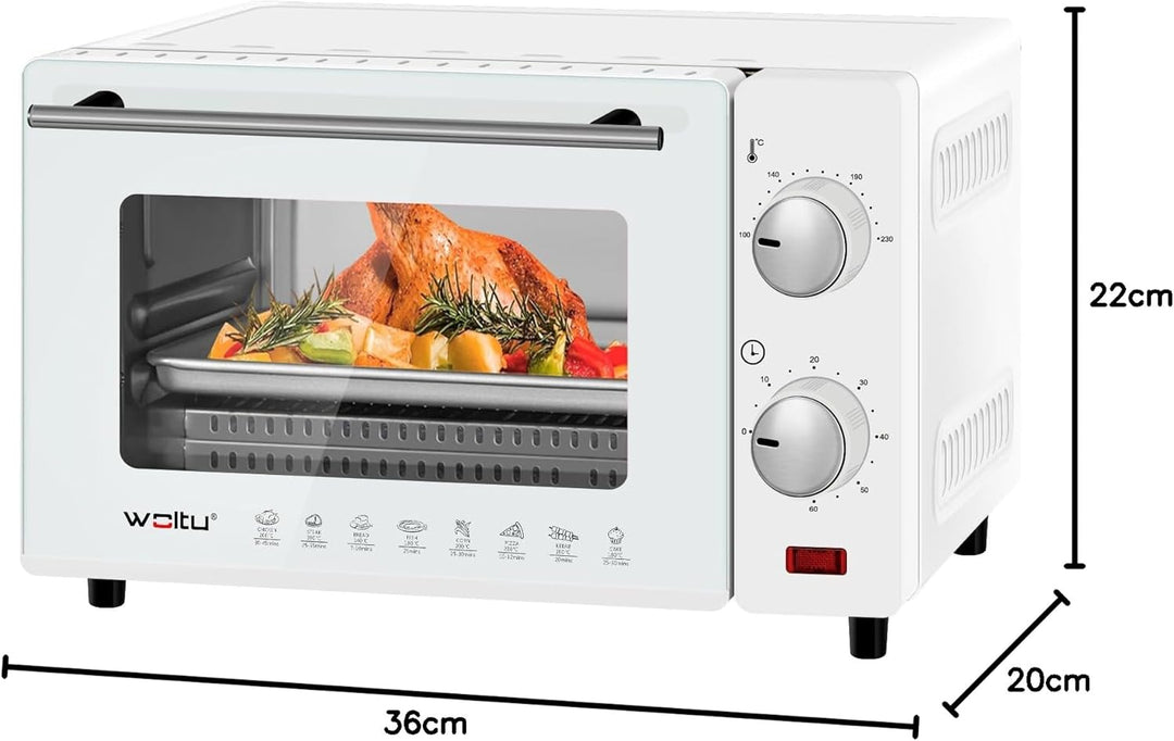 WOLTU Minibackofen 12 Liter, 800 Watt Toasterofen | Pizzaofen | Backblech mit Timer Mini Backofen fü