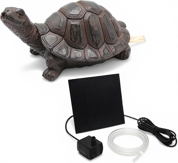 Wasserspeier Solar mit Pumpe – Teichfigur Schildkröte mit Solarpumpe &amp; Wasserspiel – Gartendeko aus