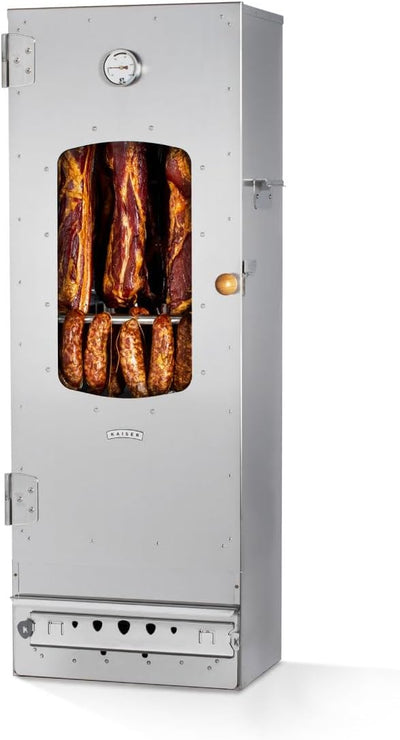 KAISER COMPANY '100' Hochwertiger Räucherofen/Räucherschrank aus Edelstahl - Holzbefeuerung I Tragba