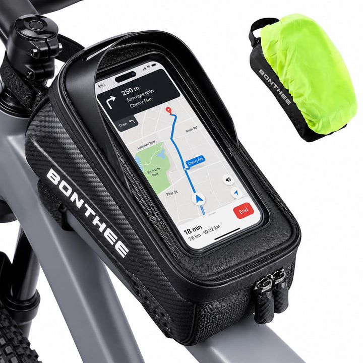 BONTHEE Rahmentasche Fahrrad Handytasche Wasserdicht 1,5L Fahrradtasche mit Handyfach & Sonnenblende
