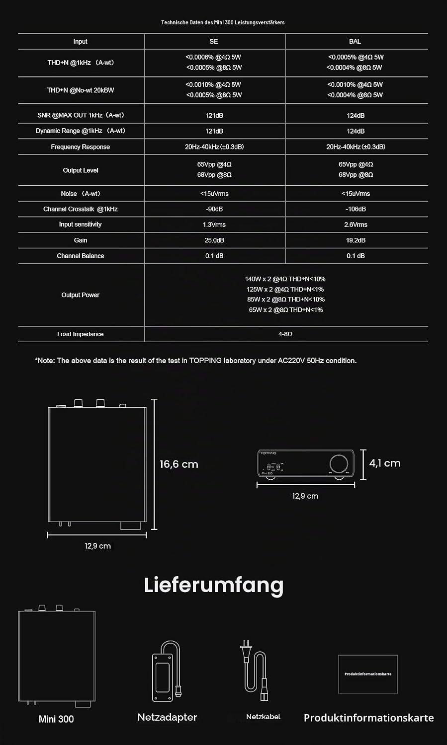 Topping Mini300 Kompakter Desktop-Leistungsverstärker – Vollständig Symmetrischer Class-D-Verstärker