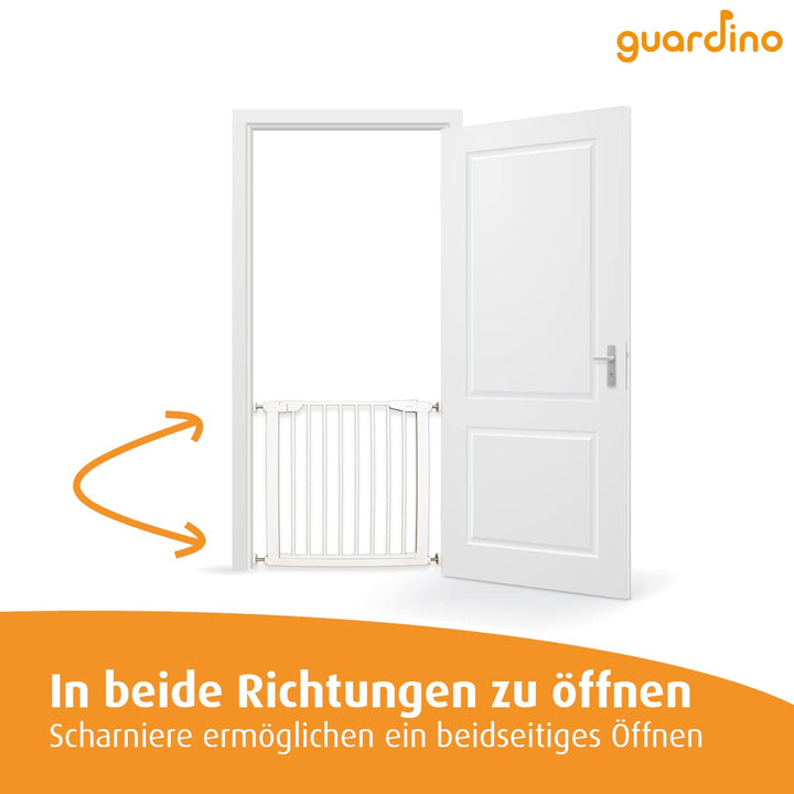Guardino Türschutzgitter erweiterbar bis 109 cm - Treppenschutzgitter ohne Bohren, 75-81 cm, Weiss,