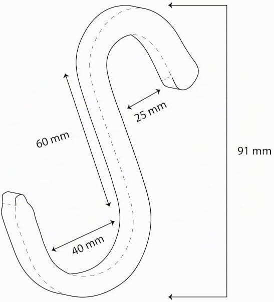 Brute Strength - S-Haken mit Vollnarbenleder umwickelt - 6 Stück - Weiss mit weissen Nähten - 10 cm
