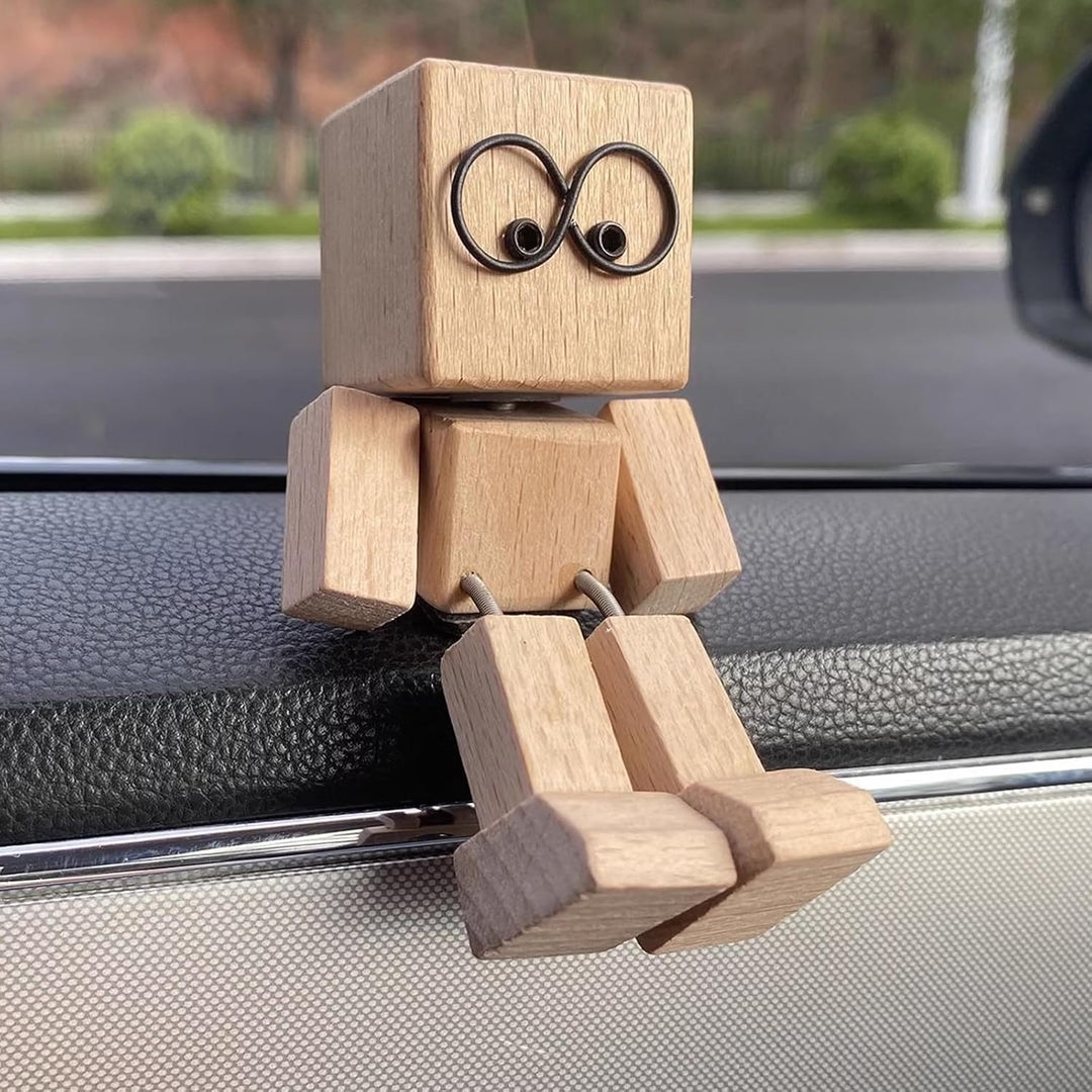 Wackelnder Holzmann, Schüttelnde Holzmann-Figur, Charmante kleine Holzfigur, wackelfigur Auto, schüt