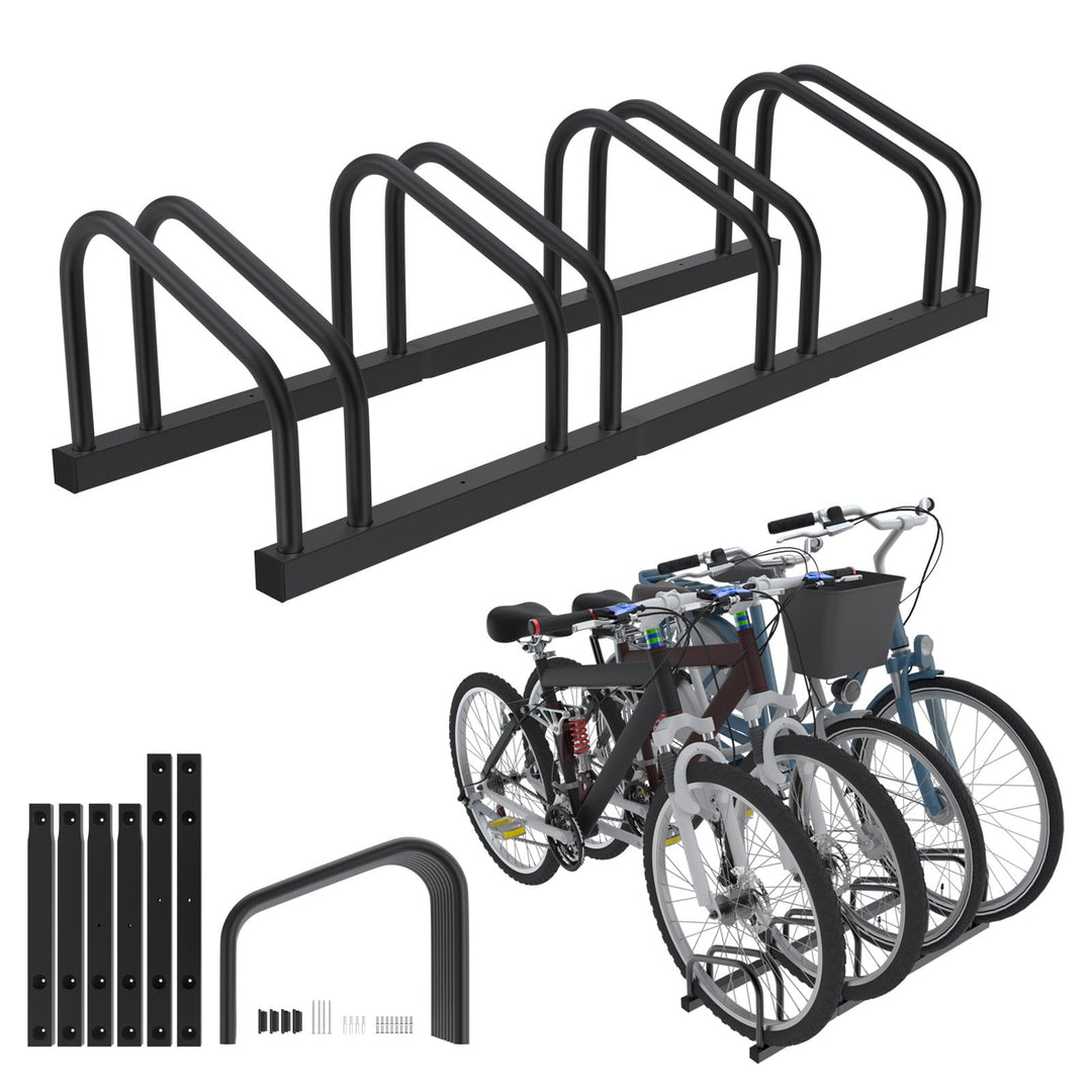 Froadp Fahrradständer Boden für 4 Fahrräder,Mehrfachständer für 30-65mm Reifenbreite, Galvanisierter