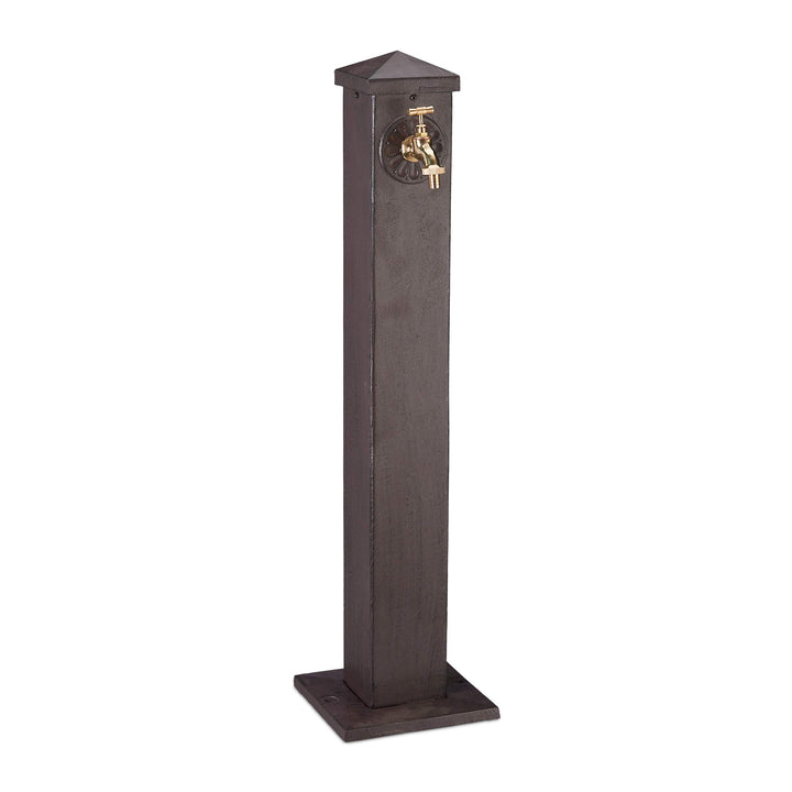 Relaxdays Wasserzapfsäule, eckig, antikes Design, mit Wasserhahn, 3/4 Zoll Anschluss, Garten Standbr